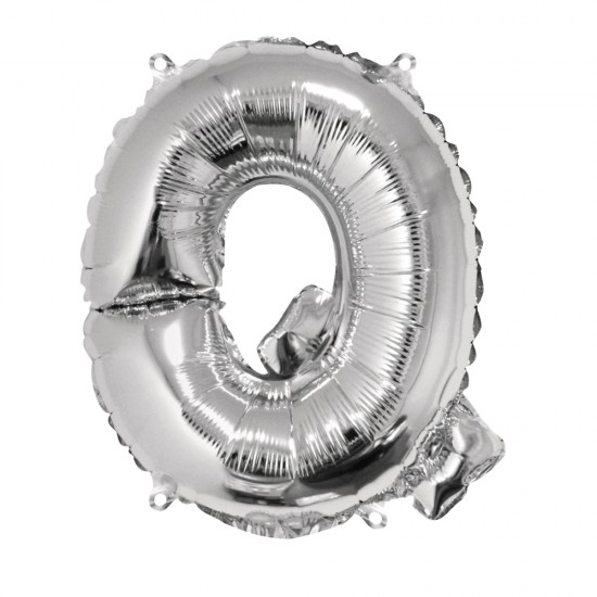 Foil balloon Letter   Q  , argintiu, 40cm, tab-bag