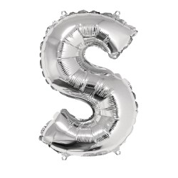 Foil balloon Letter   S  , argintiu, 40cm, tab-bag