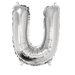 Foil balloon Letter   U  , argintiu, 40cm, tab-bag