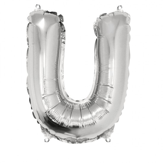 Foil balloon Letter   U  , argintiu, 40cm, tab-bag