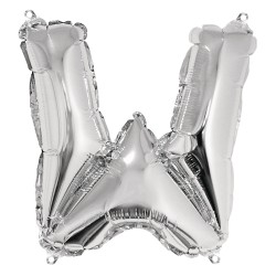 Foil balloon Letter W , argintiu, 40cm, tab-bag Foil balloon Letter W , argintiu, 40cm, tab-bag