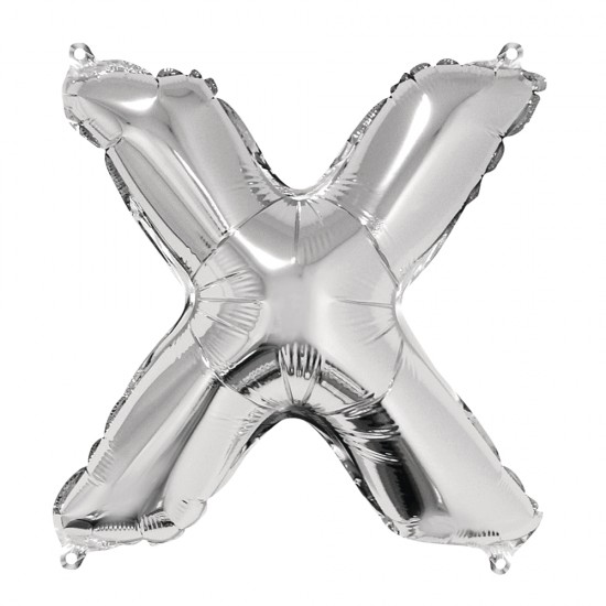 Foil balloon Letter   X  , argintiu, 40cm, tab-bag