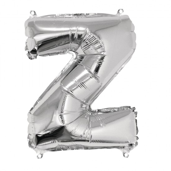 Foil balloon Letter   Z  , argintiu, 40cm, tab-bag