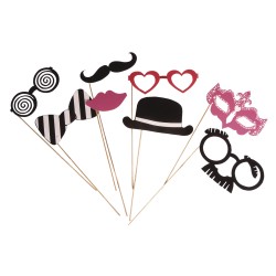 Party Masks Basic 1, with wooden stick, tab-bag 8pcs