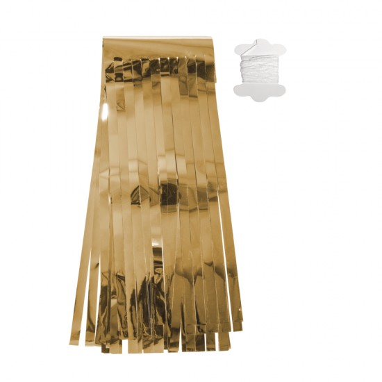 Foil garland-tassels, gold, 35cm, 4m cord, 12 tass., tab-bag 1pc