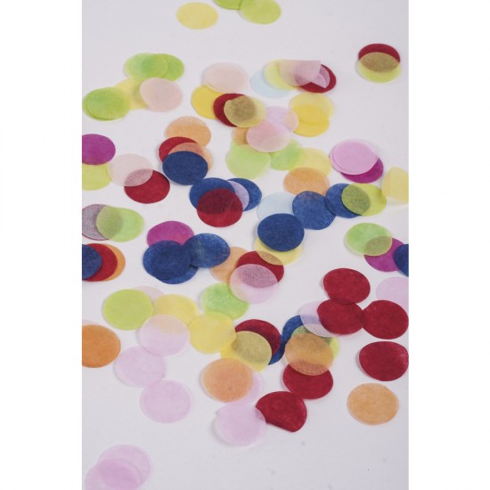 Confetti, 2cm o, coloured, assorted in colours, tab-bag 30g