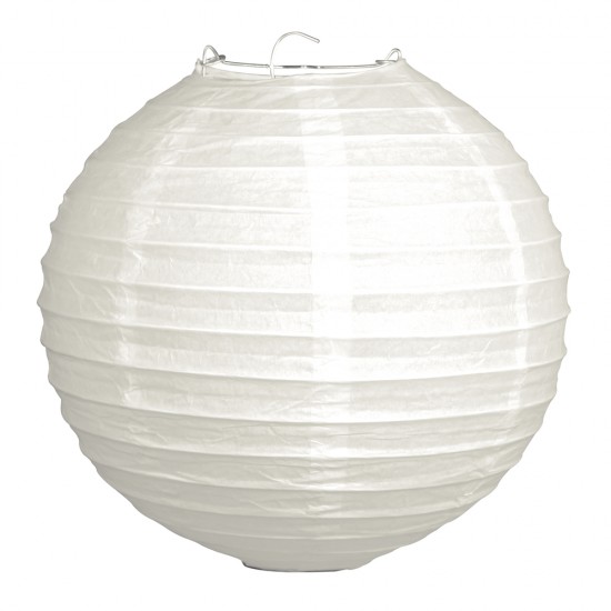Paper lantern, 40cm o, alb, w. metal frame, bag 1pc