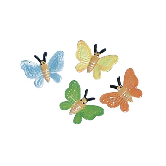 Metallic butterfly, 4 colours, 1,5 cm, tab-bag 16 pcs.