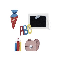 Figurine lemn Scoala, Rayher, 2-4 cm, 15 buc/set