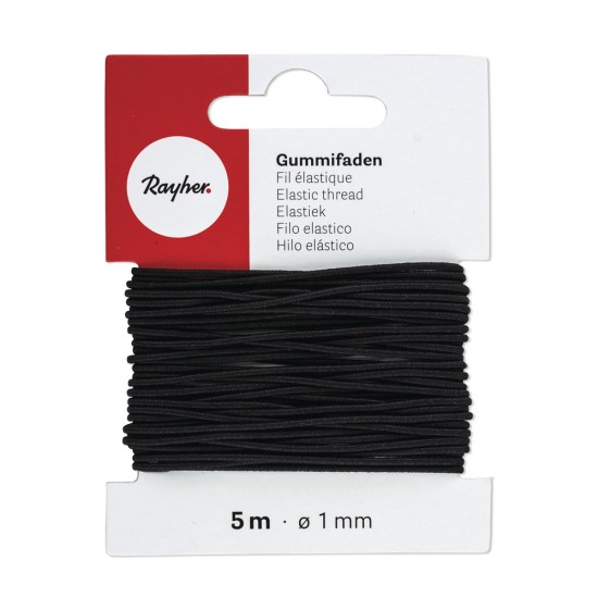 Elastic negru, Rayher, 1mm, 5 m/rola