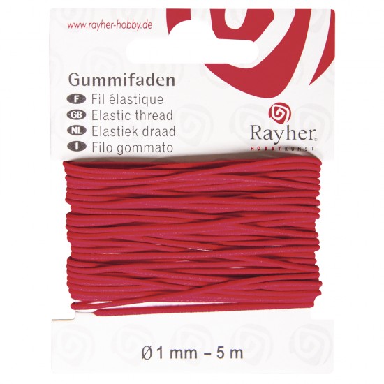 Elastic rosu Rayher, 1mm,  5 m/rola