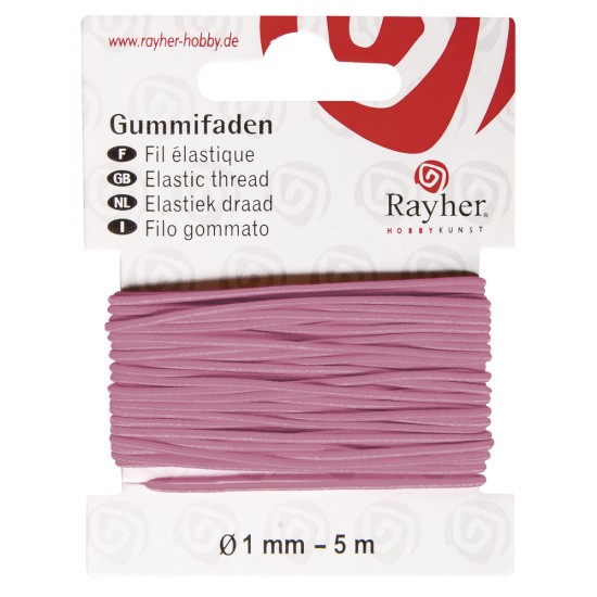 Elastic roz, Rayher, 1mm, 5 m/rola