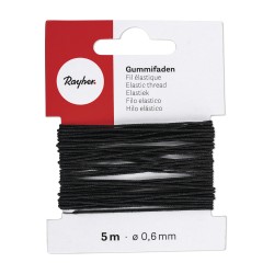 Elastic negru, Rayher, 0.6 mm, 5 m/rola