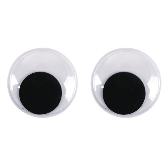 Ochisori mobili din plastic pentru lipit, 25 mm, 10/set, negru/alb