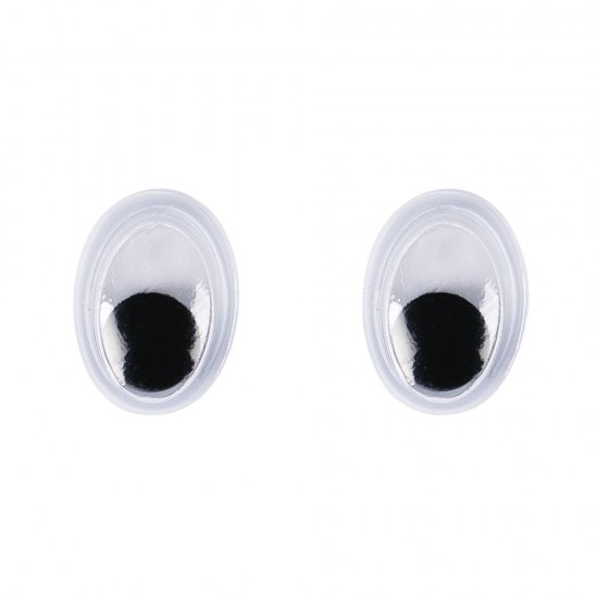 Ochisori mobili din plastic pentru lipit, o  8 mm, 10/set, oval, negru/w