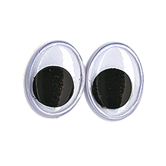 Ochisori mobili din plastic pentru lipit, o 10 mm, 10/set, oval, negru/w