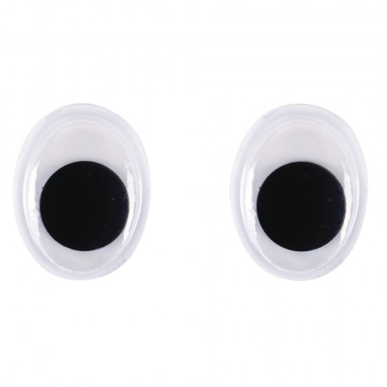 Ochisori mobili din plastic pentru lipit, o 12 mm, 10/set, oval, negru/w