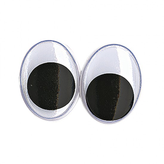 Ochisori mobili din plastic pentru lipit, o 15 mm, 10/set, oval, negru/w