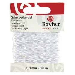 Snur bijuterii, alb, Rayher,1 mm, 20 m/rola