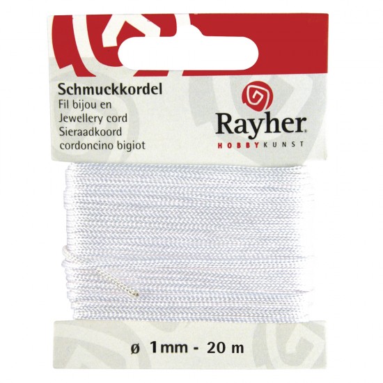 Snur bijuterii, alb, Rayher,1 mm, 20 m/rola