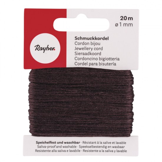 Snur bijuterii, dark brown, 1 mm, 20 m/rola