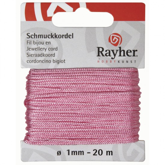 Snur bijuterii, pale-pink, Rayher, 1 mm, 20 m/rola