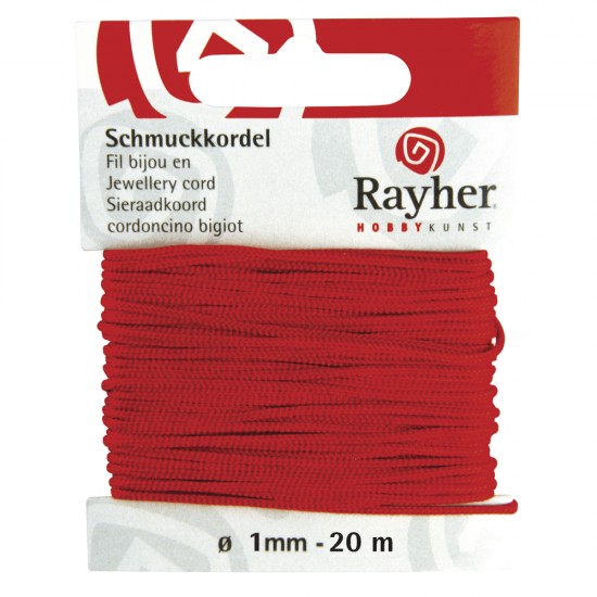 Snur bijuterii, red, Rayher, 1 mm, 20 m/rola