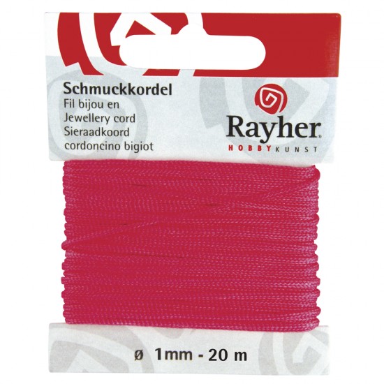 Snur bijuterii, roz, Rayher, 1 mm, 20 m/rola