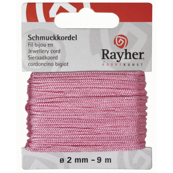 Snur bijuterii, pal-pink, Rayher, 2 mm, 9 m/rola