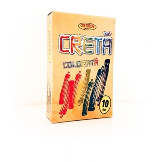 Creta scolara color Romania, rotunda, 5 culori, 10/set