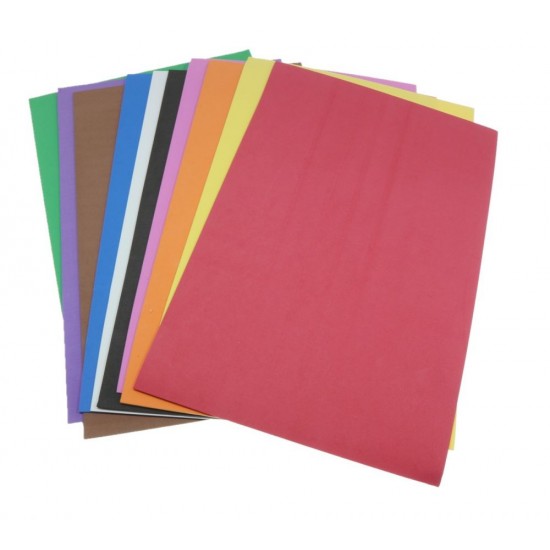 Carton buretat adeziv (moosgummi) A4, 10 culori/set