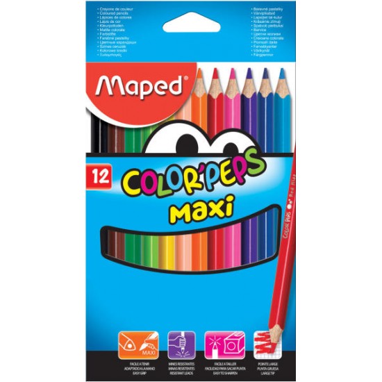 Creioane color MAPED, MAXI JUMBO, 12 culori