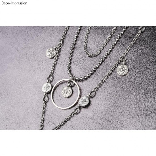 Metallic mini-pendant Coin, 7.3mm ø, silver, with 1 eyelet, tab-bag 6pcs