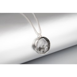 Metallic bezel: Pendant, round, 30mm ø, silver, tab-bag 1pc Metallic bezel: Pendant, round, 30mm ø, silver, tab-bag 1pc