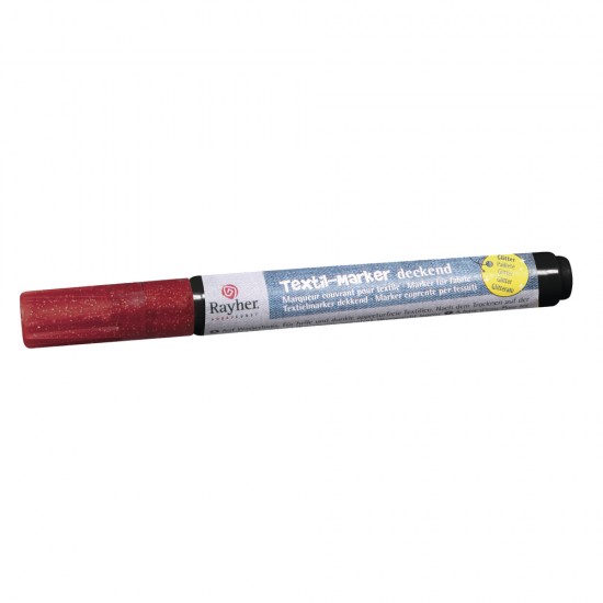 Marker pentru textile cu Sclipici, culoare Clasic rosu, 1-2 mm