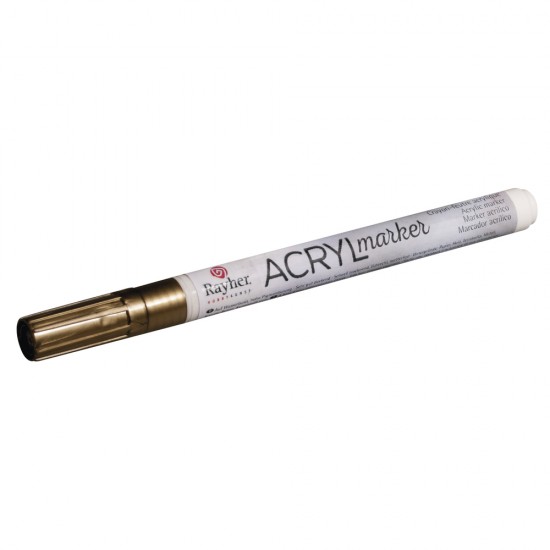 Marker acrylic Rayher, varf rotund de 1-2 mm, cu ventil, culoare auriu