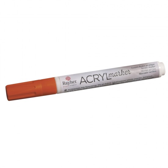 Marker acrylic Rayher, varf rotund de 2-4 mm, cu ventil, culoare portocaliu