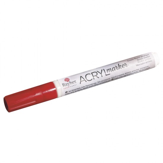 Marker acrylic Rayher, varf rotund de 2-4 mm, cu ventil, culoare rosu