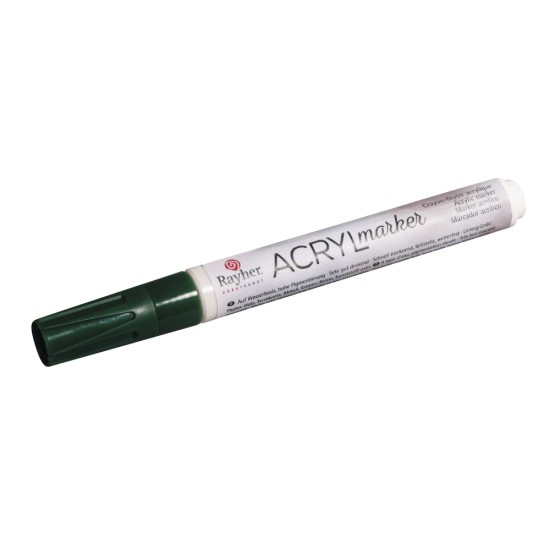 Marker acrylic Rayher, varf rotund de 2-4 mm, cu ventil, culoare verde inchis
