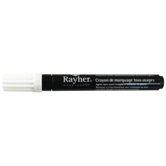 Marker Rayher, de uz general, varf rotund 2-4 mm, cu ventil, culoare alb