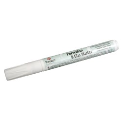 Marker Rayher pentru portelan si sticla, 1-2 mm, culoare alb