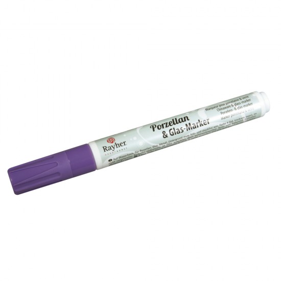 Marker Rayher pentru portelan si sticla, 1-2 mm, culoare violet