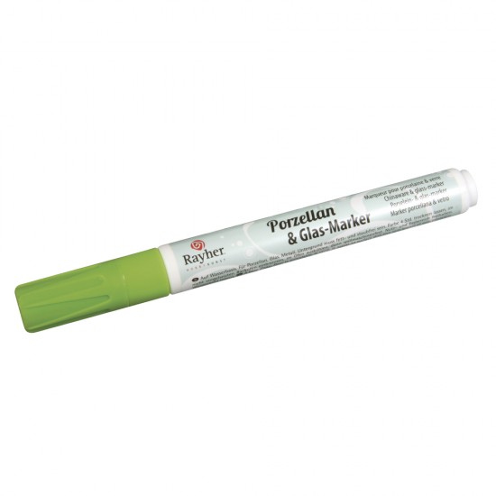 Marker Rayher pentru portelan si sticla, 1-2 mm, culoare verde mar