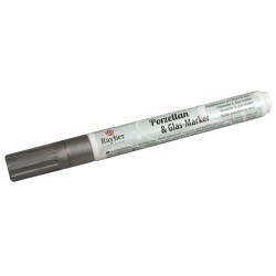 Marker Rayher pentru portelan si sticla, 1-2 mm, culoare argintiu