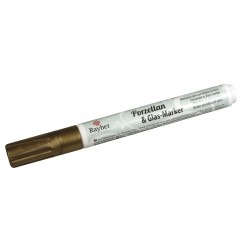 Marker Rayher pentru portelan si sticla, 1-2 mm, culoare auriu