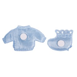 Set pentru botez, Rayher, contine hainuta + botosei, 6 piese/set, adezive, culoare blue