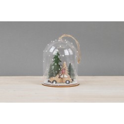 Clopotel plastic cristal cu baza lemn, diametru 9cm,inaltime 11 cm, Rayher