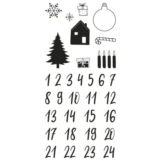 Stampila transparenta, Rayher, - Advent calendar Classic, 97x205mm, 33 motifs, tab-bag 1sheet