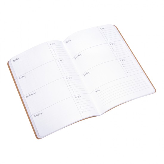 Booklet "Weekly Planner",FSC Mix Credit, kraft, A5, 60 sheets, 80 g/m²