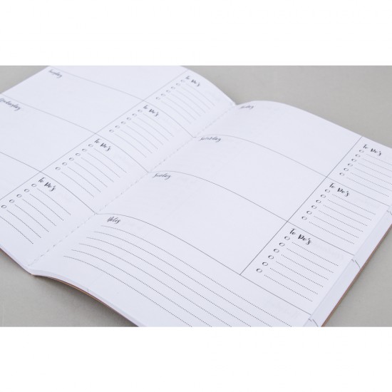 Booklet "Weekly Planner",FSC Mix Credit, kraft, A5, 60 sheets, 80 g/m²